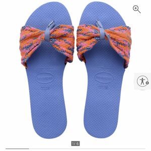 Havaianas Blue and Orange Sandals with Knotted Bow Design #20